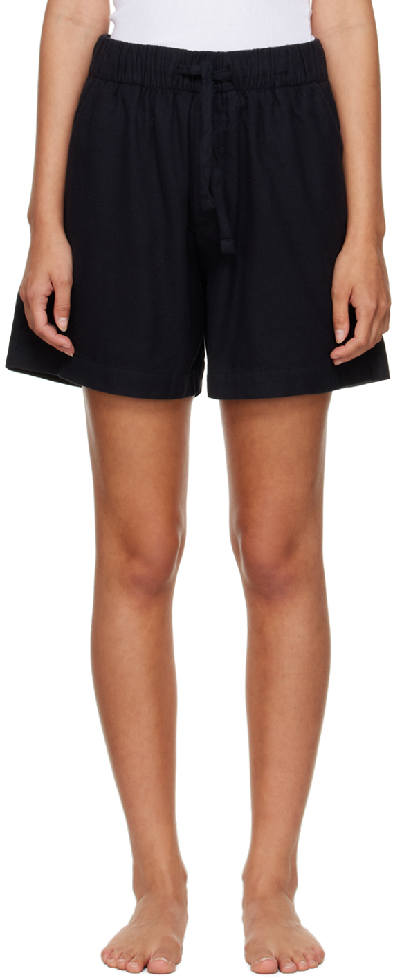 Tekla Black Drawstring Pyjama Shorts