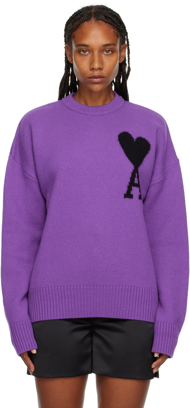 AMI Alexandre Mattiussi Purple Ami De Caur Sweater