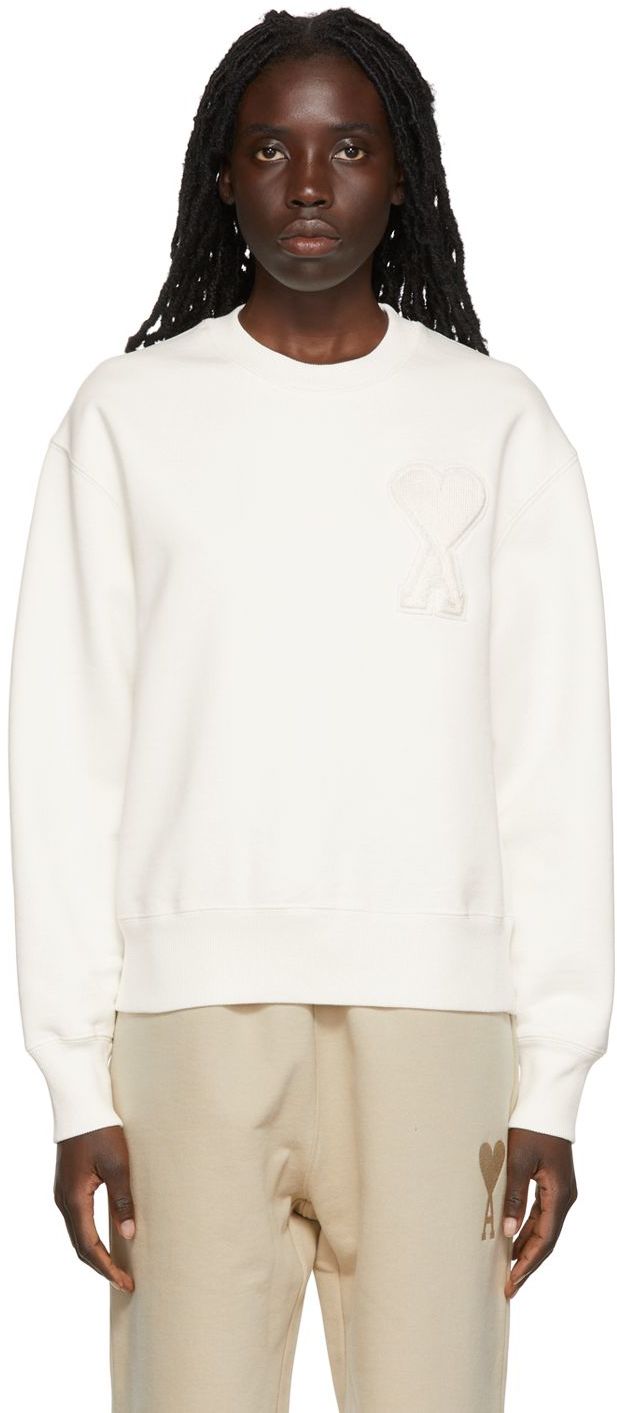 SSENSE Exclusive White Ami De Cœur Sweatshirt by AMI Paris on Sale