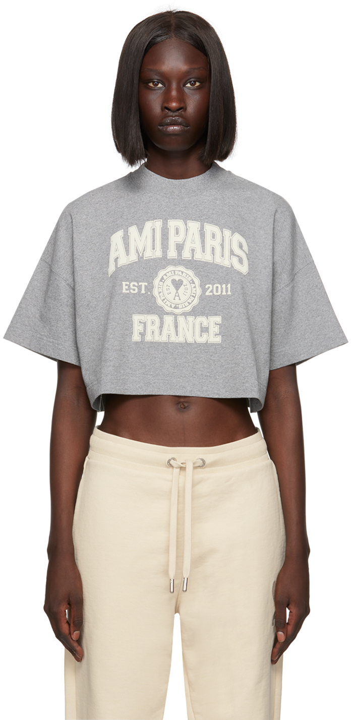 AMI Alexandre Mattiussi Gray 'Ami Paris France' T-Shirt