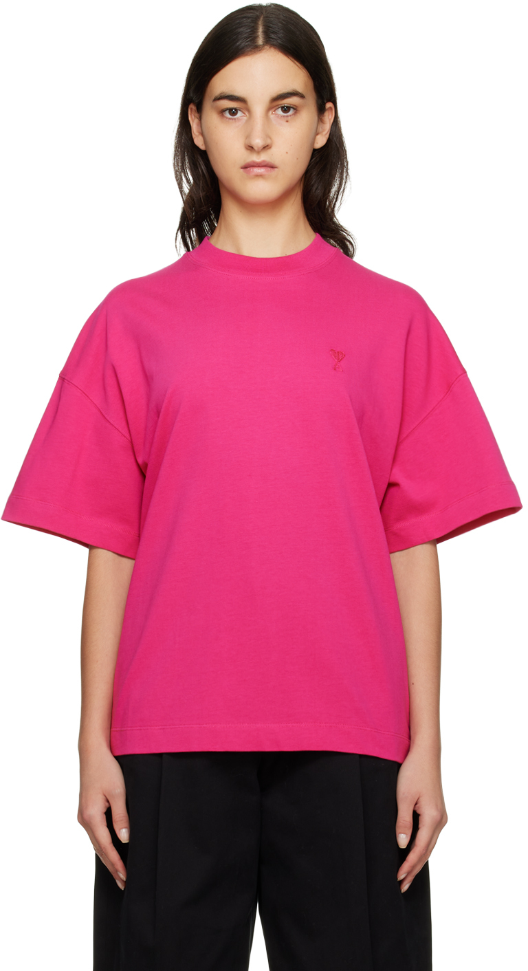 AMI Alexandre Mattiussi: Pink Ami De Cœur T-Shirt | SSENSE UK