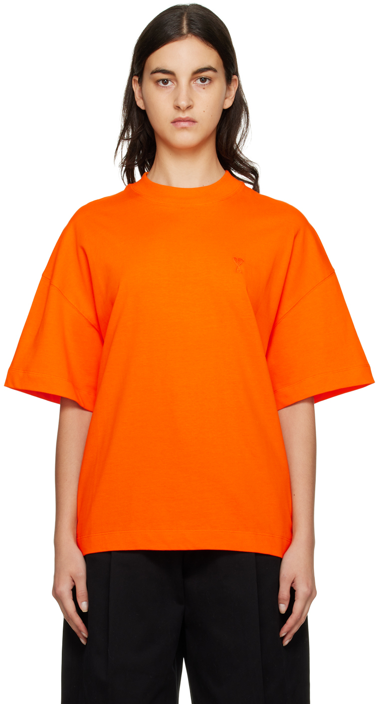 AMI Alexandre Mattiussi: Orange Ami de Cœur T-Shirt | SSENSE Canada
