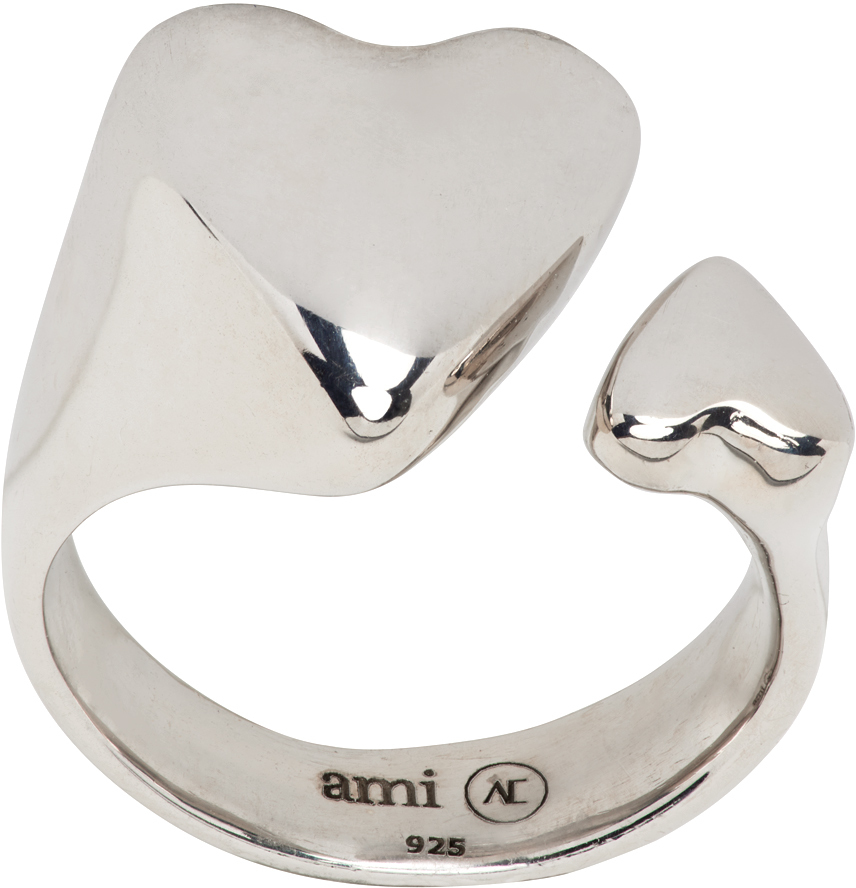 AMI Alexandre Mattiussi Silver Alan Crocetti Edition Double Hearts