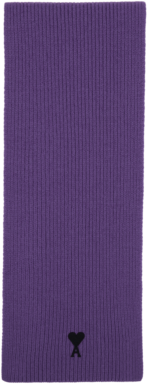 Ami Alexandre Mattiussi Purple Ami De Cœur Scarf In Purple/black/501