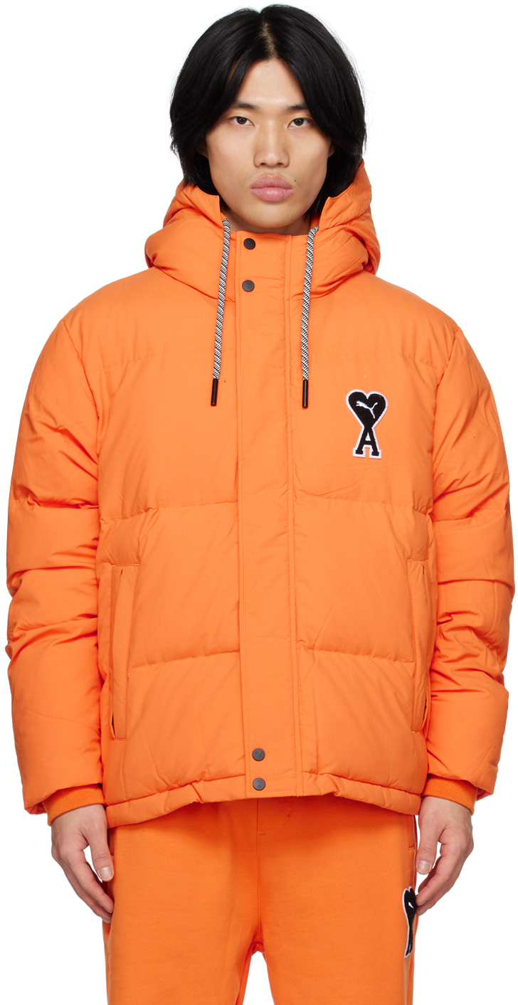 AMI Alexandre Mattiussi: Orange Puma Edition Puffer Jacket | SSENSE Canada