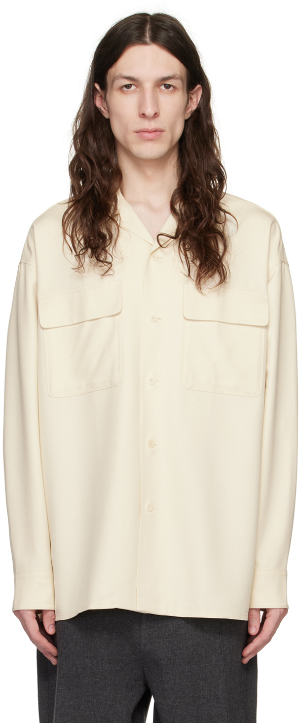 Shop Ami Alexandre Mattiussi Off-white Patch Pockets Shirt In Off White/150