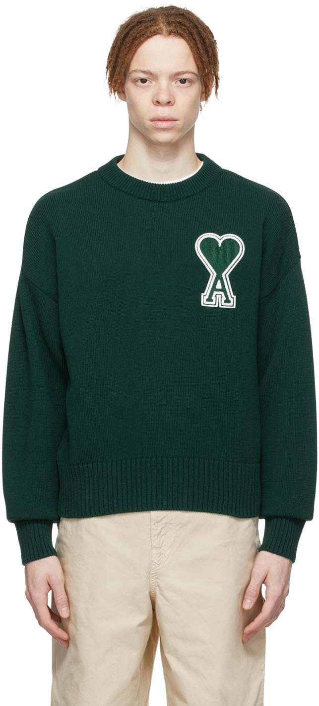 AMI Alexandre Mattiussi SSENSE Exclusive Green Ami de Caur Sweater