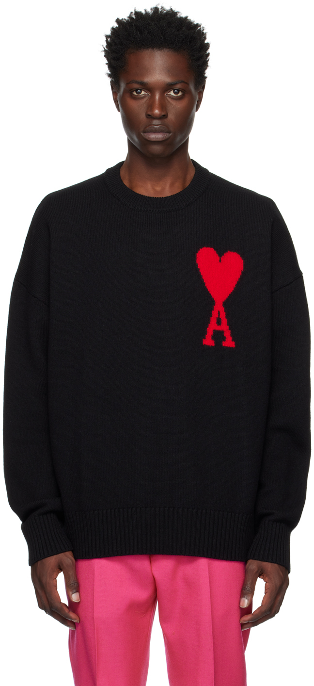 AMI Alexandre Mattiussi Black & Red Ami De Coeur Sweater