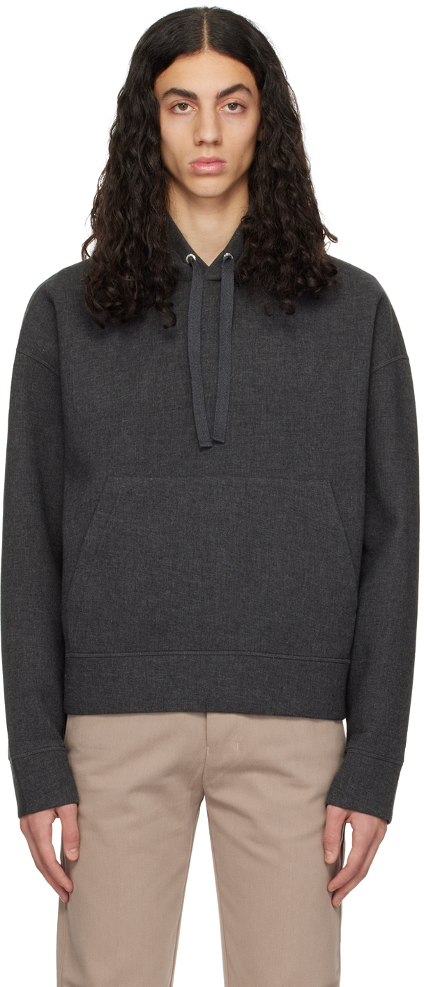 Gray Lined Hoodie by AMI Paris on Sale