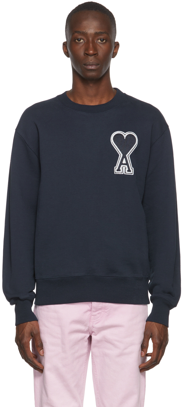AMI Alexandre Mattiussi SSENSE Exclusive Navy Ami de Caur Sweatshirt