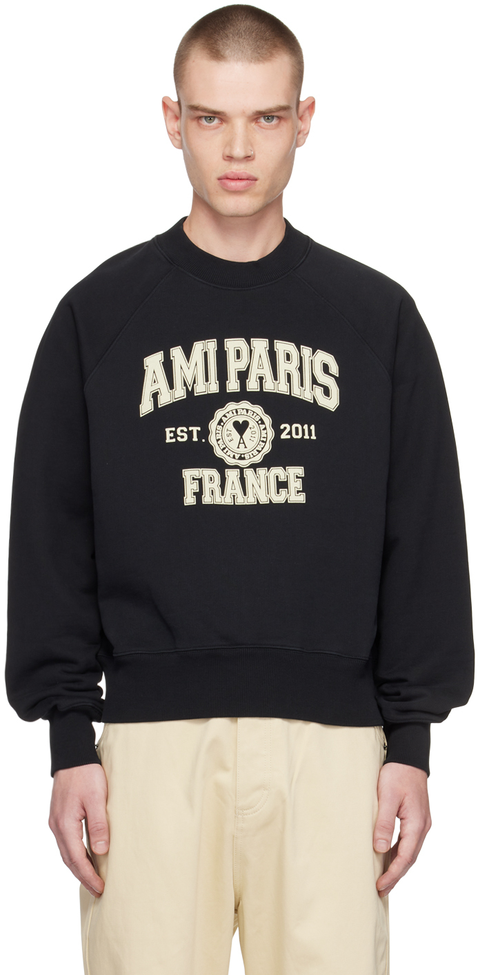 Ami Alexandre Mattiussi Black 'ami Paris France' Sweatshirt In Black/001