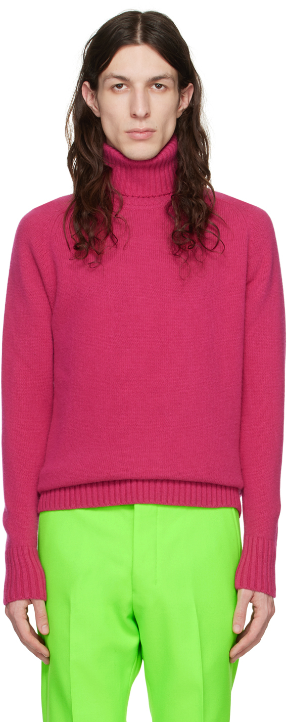 Pink Raglan Sleeve Turtleneck by AMI Paris on Sale