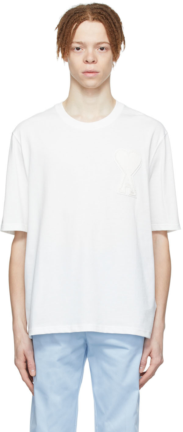 AMI Alexandre Mattiussi SSENSE Exclusive White Ami de Caur T-Shirt