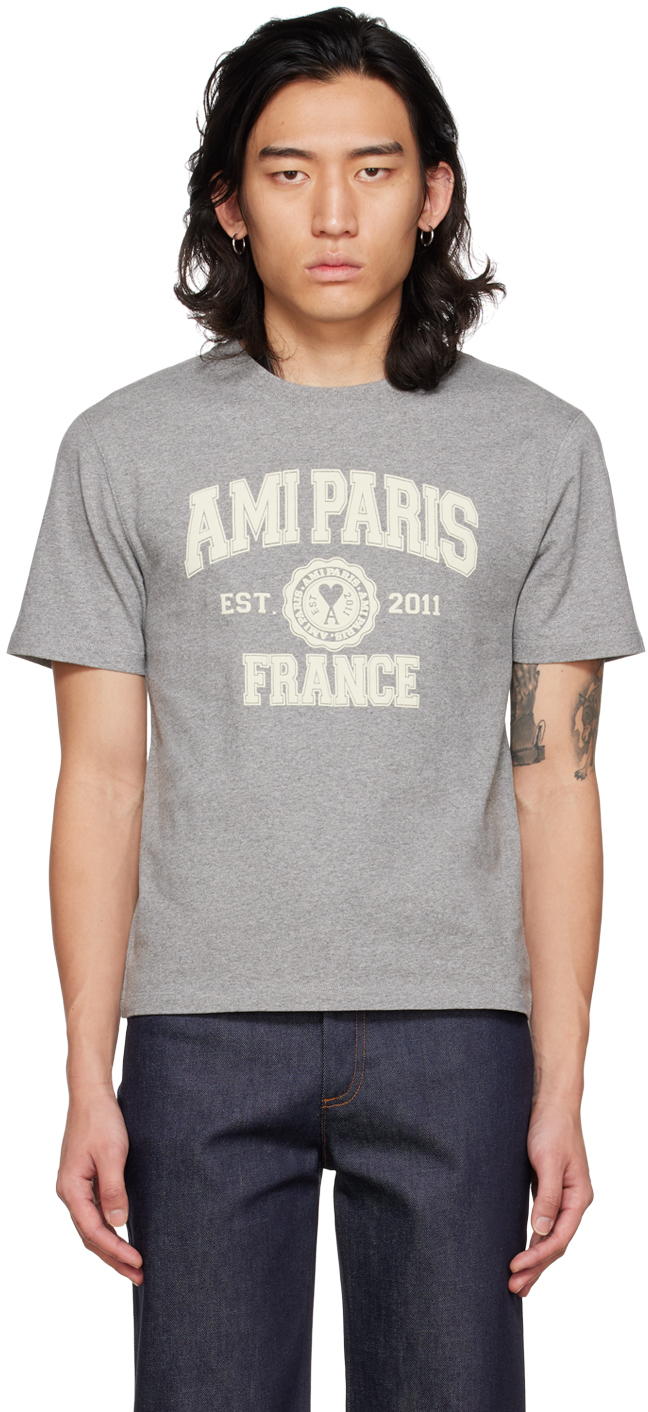 AMI Alexandre Mattiussi Gray Ami Paris France T-Shirt