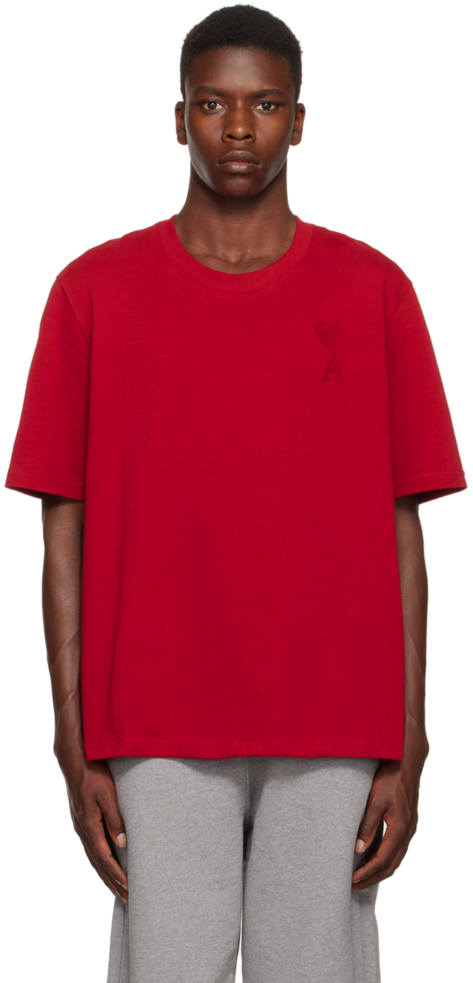 AMI Alexandre Mattiussi: Red Ami De Cœur T-Shirt | SSENSE UK