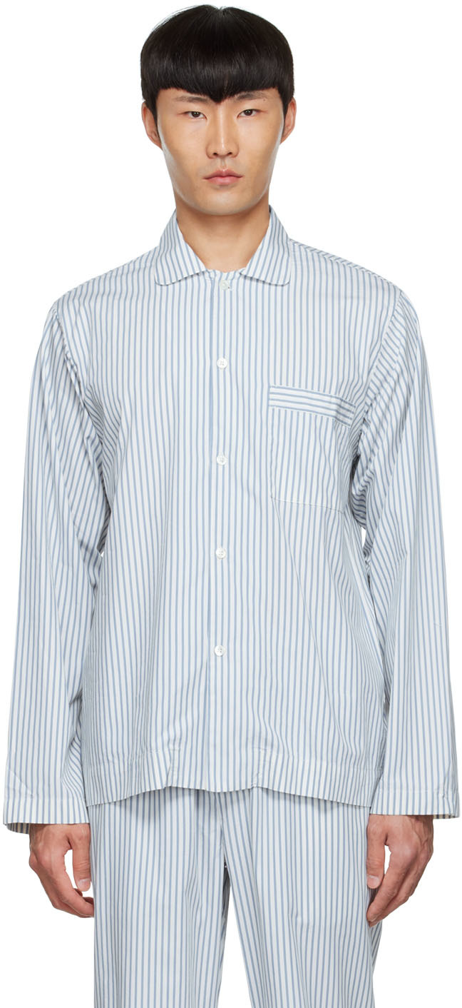 Ssense Uomo Abbigliamento Abbigliamento per la notte Pigiami Blue Organic Cotton Pyjama Shirt 