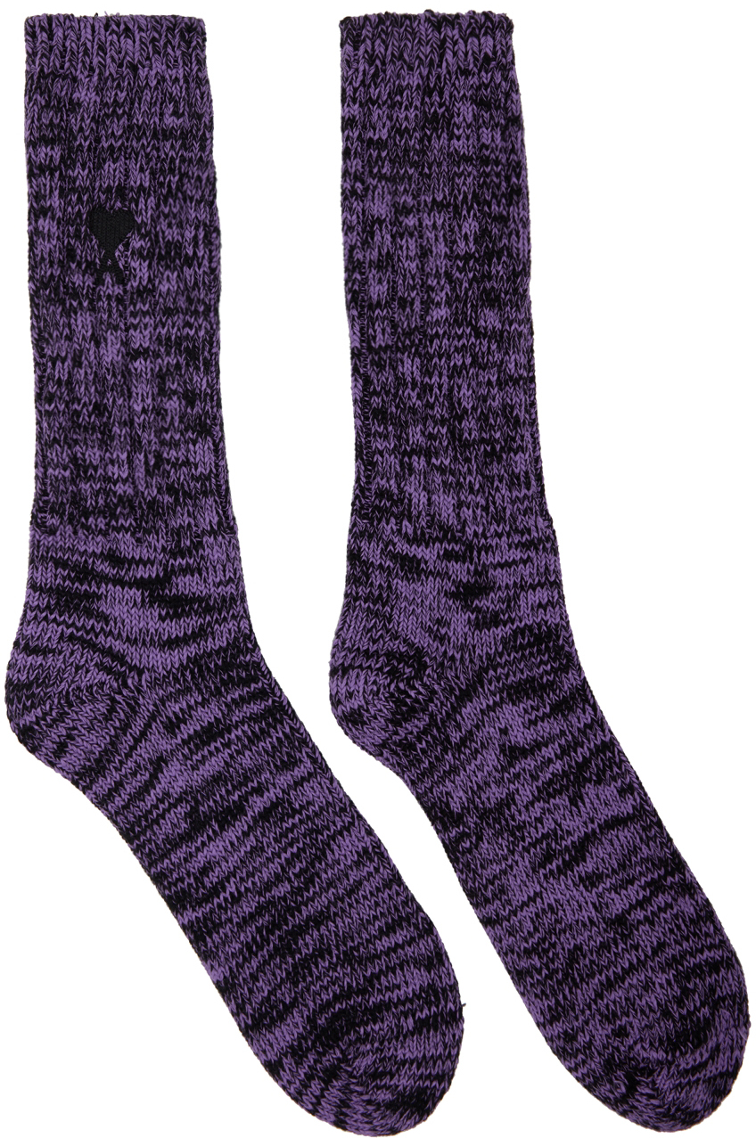 AMI Alexandre Mattiussi Purple & Black Ami de Caur Socks