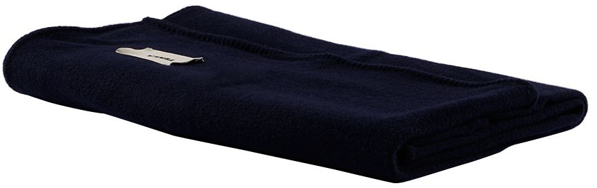 Tekla Navy Pure Wool Blanket In Dark Blue