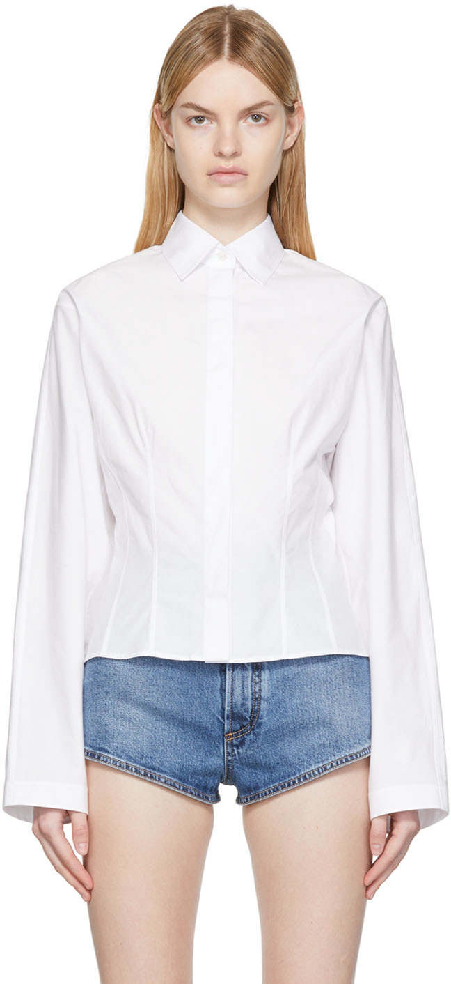 ALAÏA: White Corset Shirt