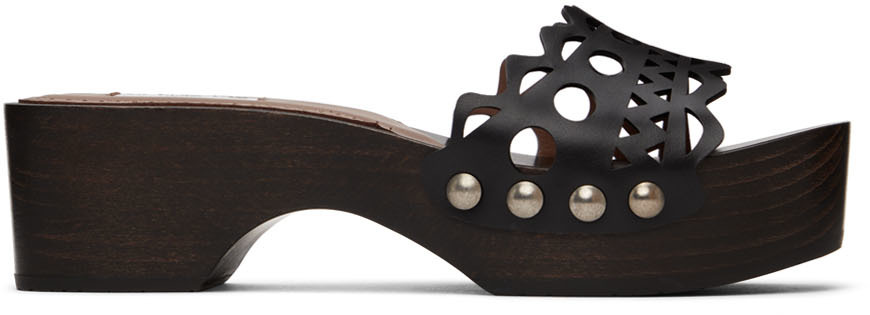 ALAÏA Black Vienne Wooden Clogs