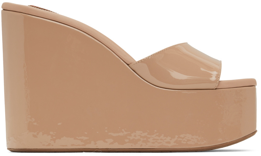 ALAÏA Pink Platform Wedge Mules