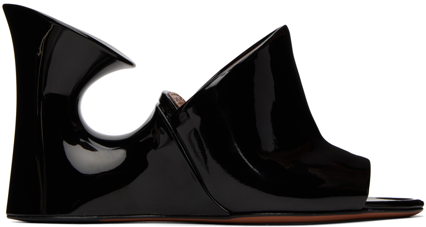 ALAÏA Black Calfskin Sculpture Heeled Sandals