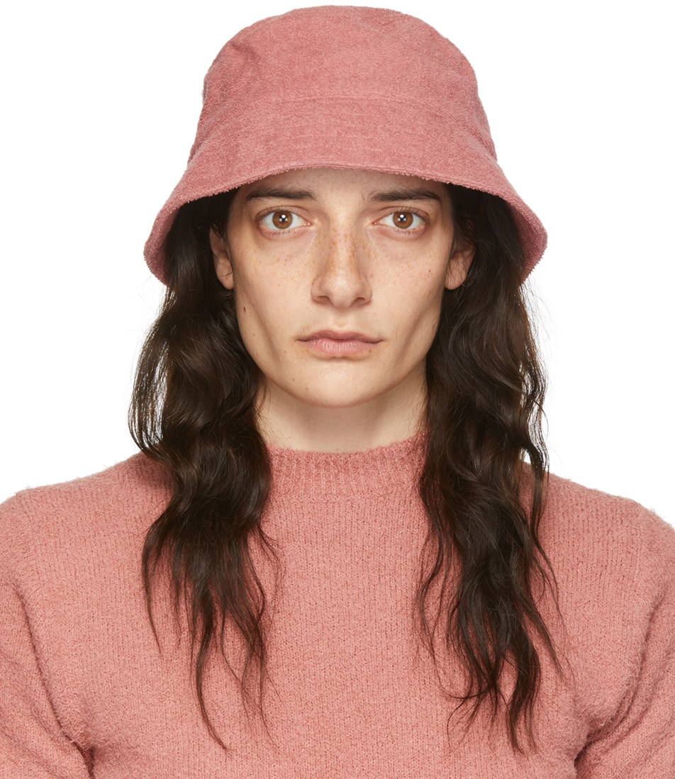 AURALEE Pink Organic Cotton Terrycloth Bucket Hat
