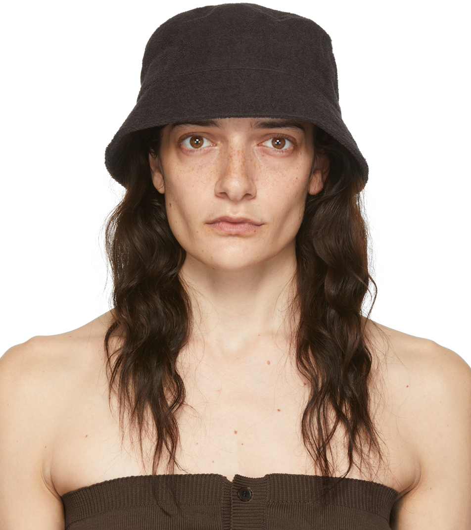 AURALEE Brown Organic Cotton Terrycloth Bucket Hat