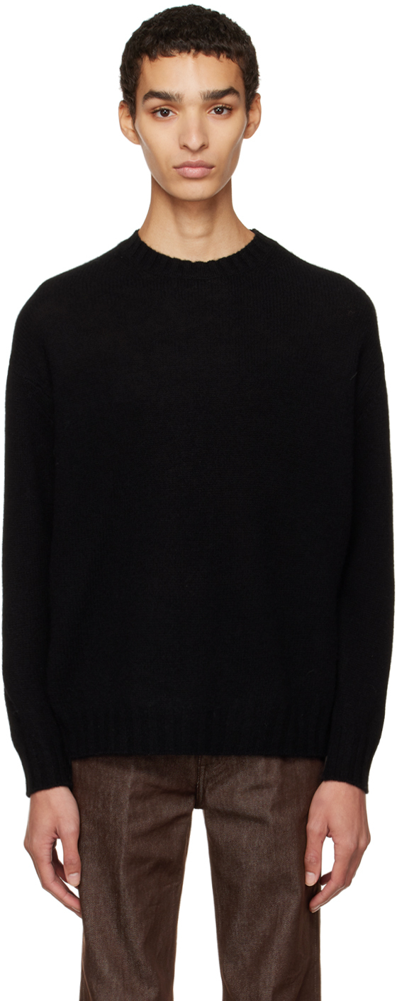 AURALEE: Black Dropped Shoulders Sweater | SSENSE