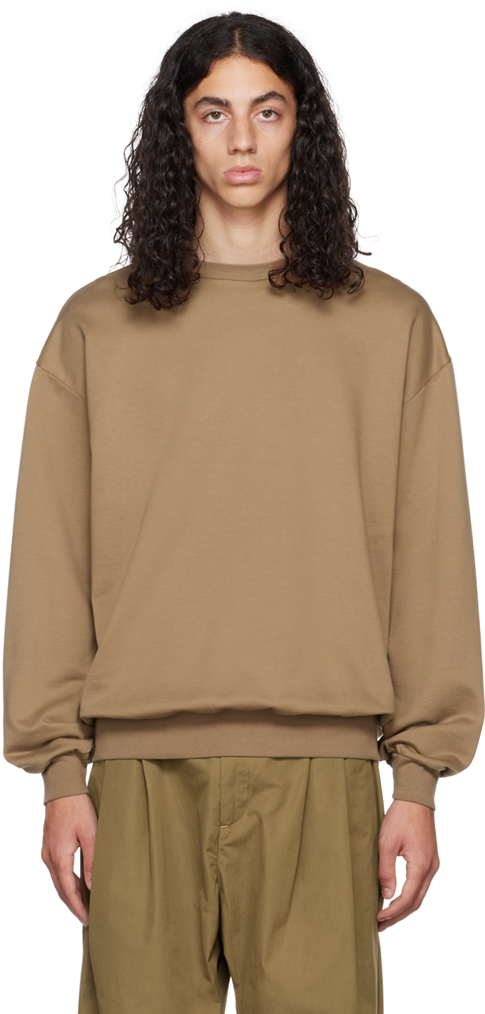 AURALEE: Brown Crewneck Sweatshirt | SSENSE Canada