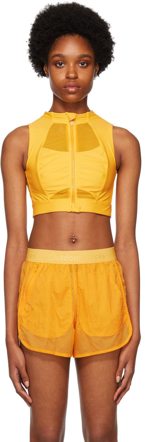 Yellow Zip Sport Bra