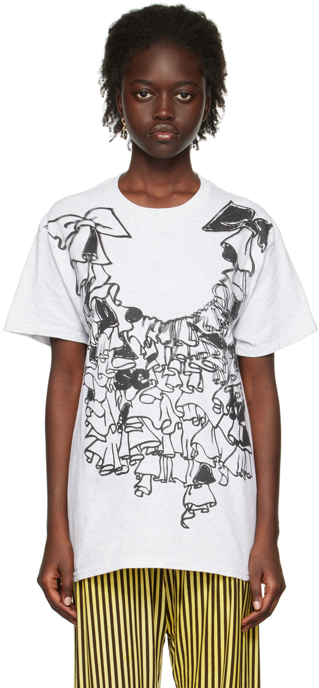 SC103: Gray Graphic T-Shirt | SSENSE