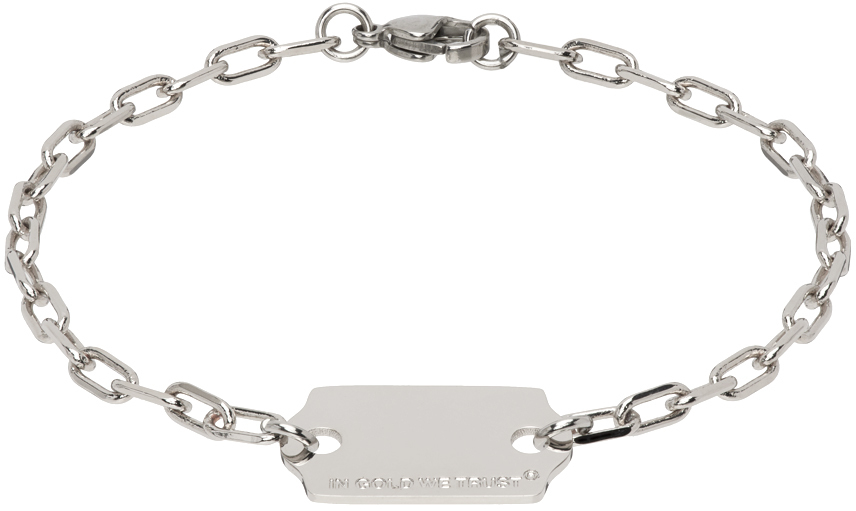 In Gold We Trust Paris Ssense Exclusive Silver Price Tag Bracelet