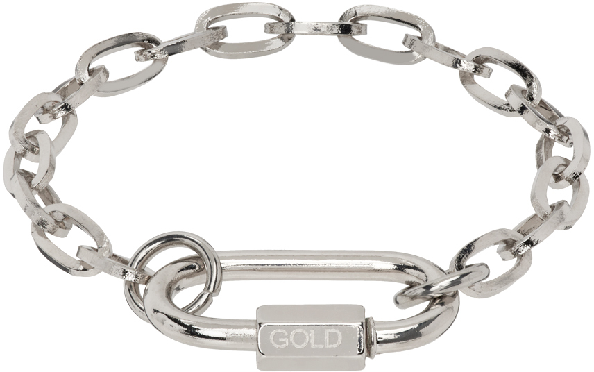 In Gold We Trust Paris Silver Link On Chain Bracelet In Palla
