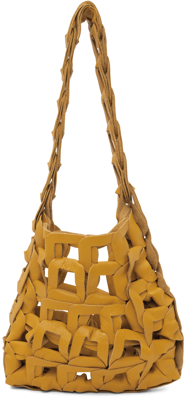 Tan Links Tote Messenger Bag by SC103 on Sale