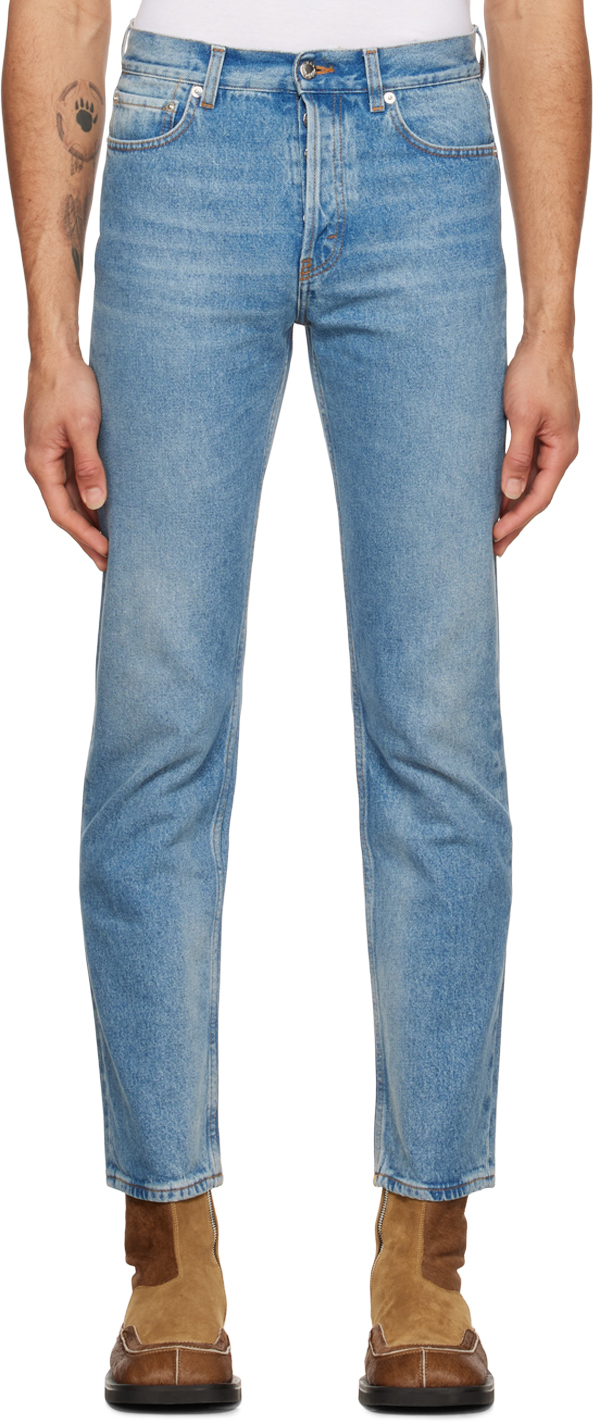 Blue Straight Fit Jeans Ssense Uomo Abbigliamento Pantaloni e jeans Jeans Jeans straight 