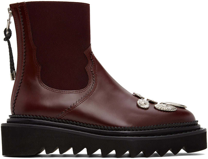 Burgundy Side Gore Metal Boots