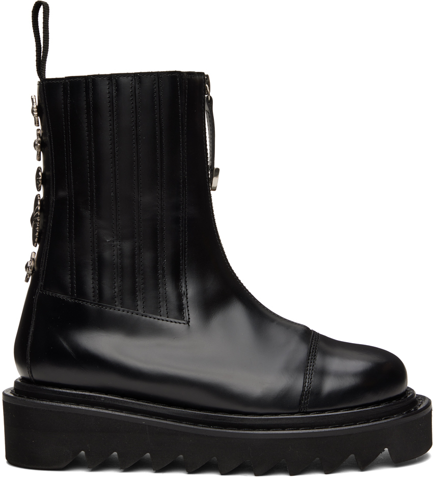 Toga Black Side Gore Zip Boots In Aj1207 Black