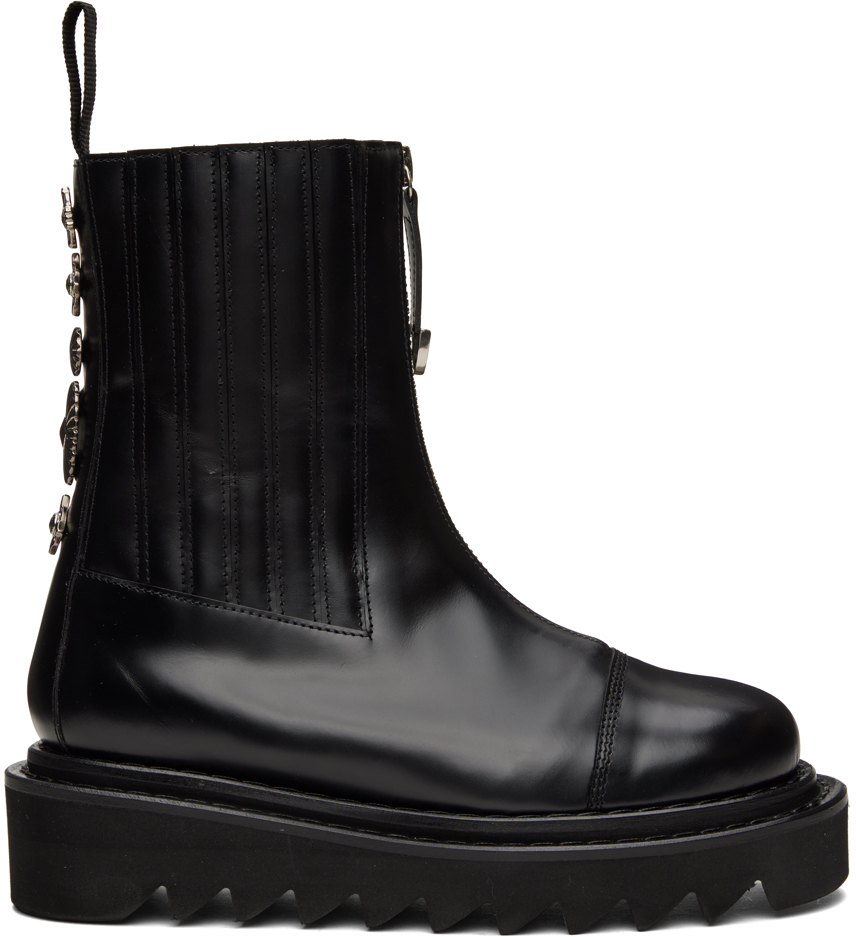 Black Side Gore Zip Boots by Toga Pulla on Sale