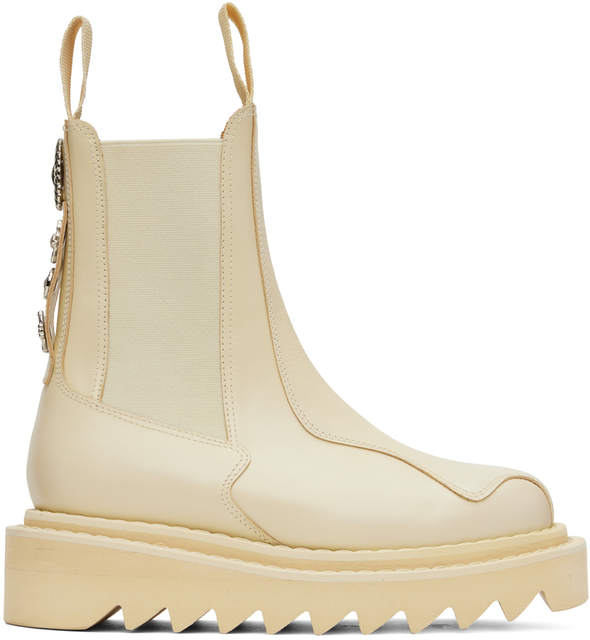 Toga Ssense Exclusive Beige Platform Chelsea Boots In Off White