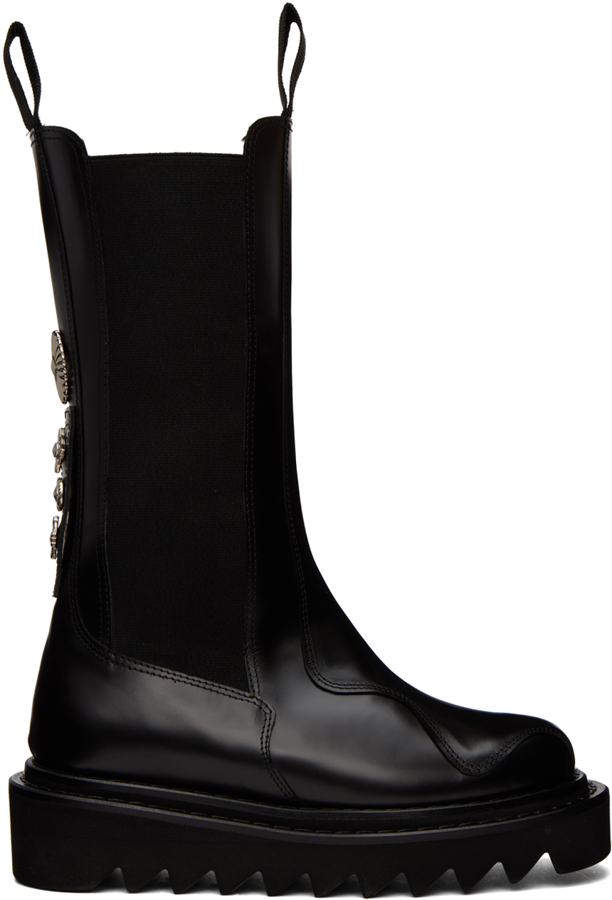 Toga Ssense Exclusive Black Leather Mid-calf Chelsea Boots