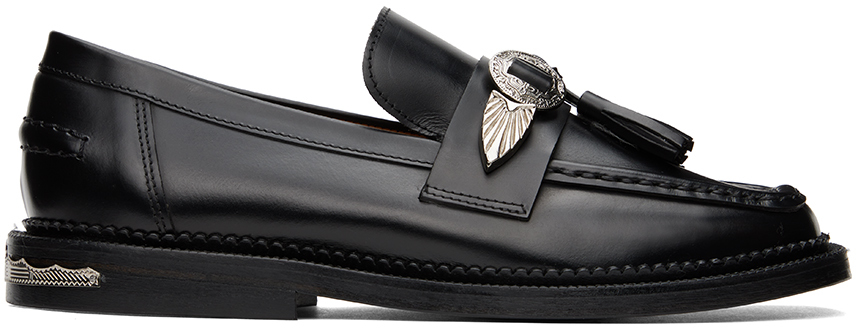 Toga Ssense Exclusive Black Embellished Loafers In Aj121 Black