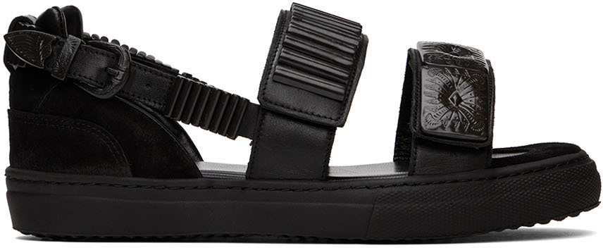 Toga Pulla SSENSE Exclusive Black Buckles Flat Sandals