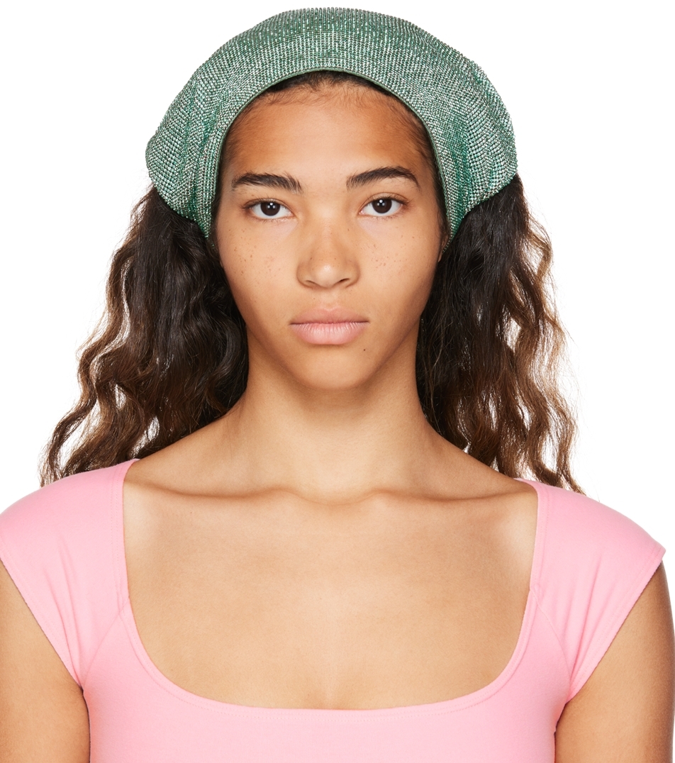 SSENSE Women Accessories Headwear Headbands Green Logo Headband 