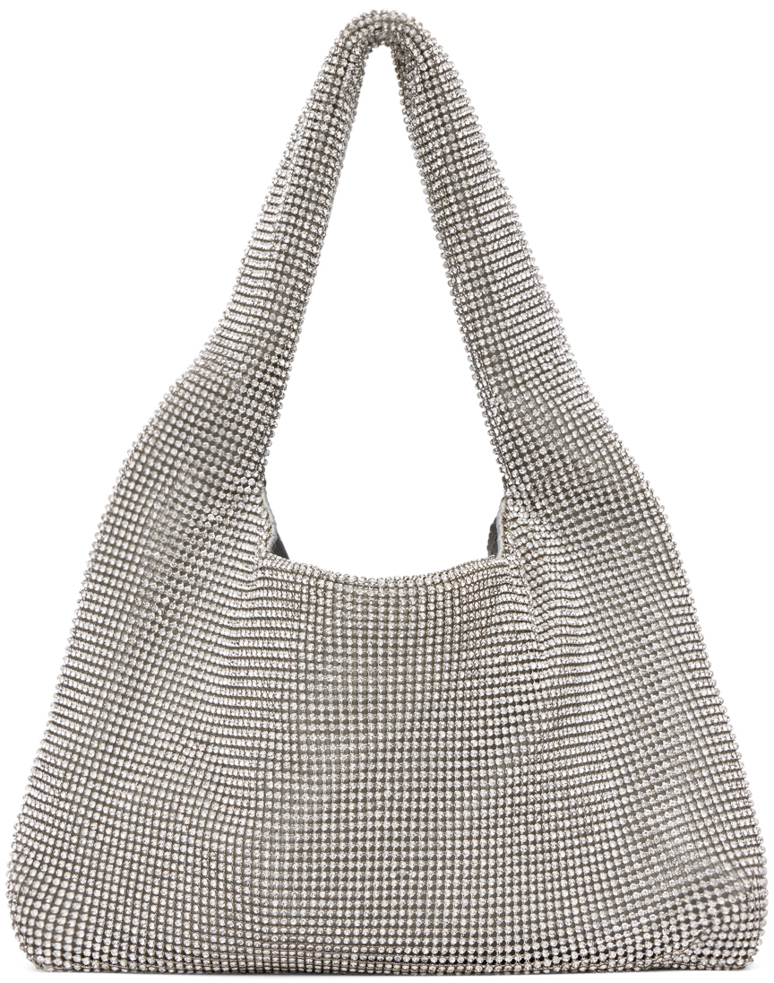 Silver Mini Crystal Mesh Armpit Bag by KARA on Sale