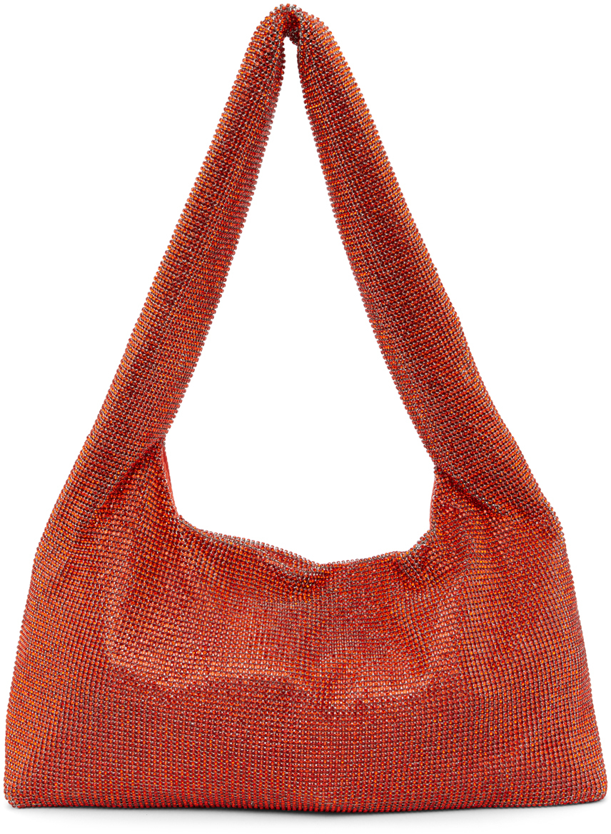 KARA Orange Crystal Mesh Armpit Bag