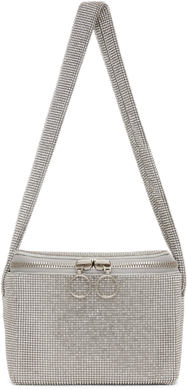 Kara Silver Crystal Mesh Cooler Tote In White