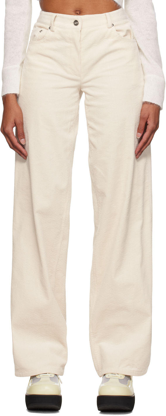 Cotton Off-white Straight Pants | Cotton pants for women