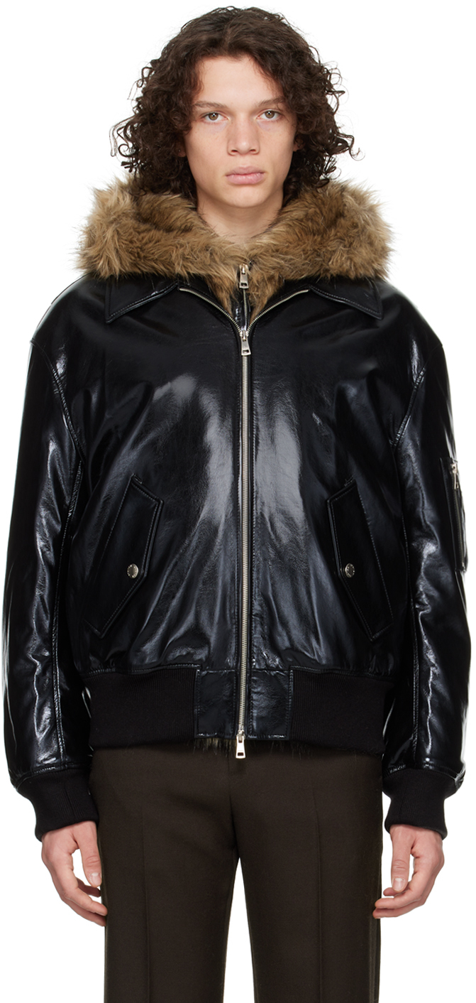 System: Black Detachable Faux-Leather Jacket | SSENSE Canada