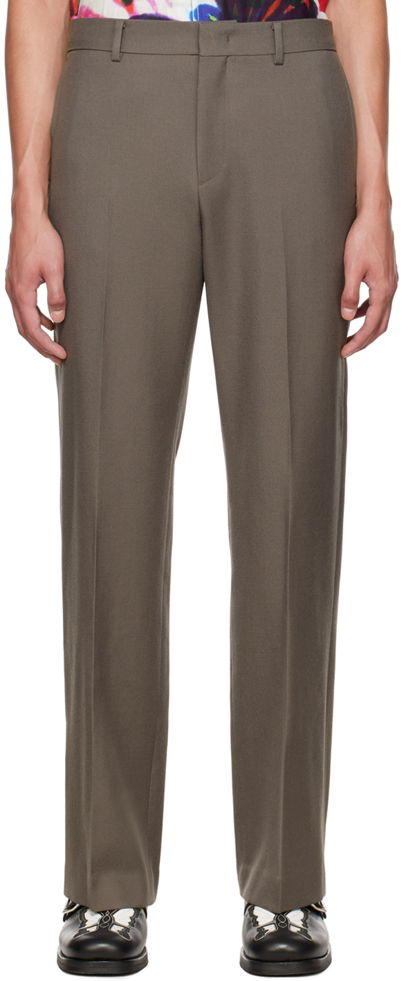 System Taupe Set-up Trousers In Sp Sepia